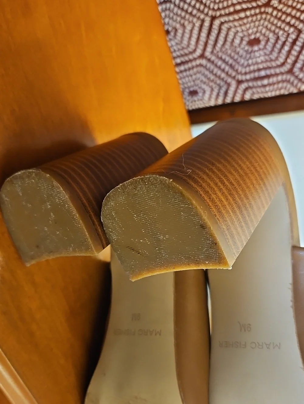 Mark Fisher Leather Block Heeled  Mules  9M EUC/Caramel Colour - Picture 6 of 11